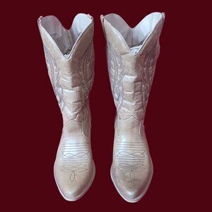 Coconuts Tan Western-Style Faux Leather Cowboy Boots Women’s Size 11M